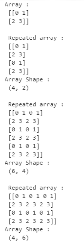 NumPy tile output 5