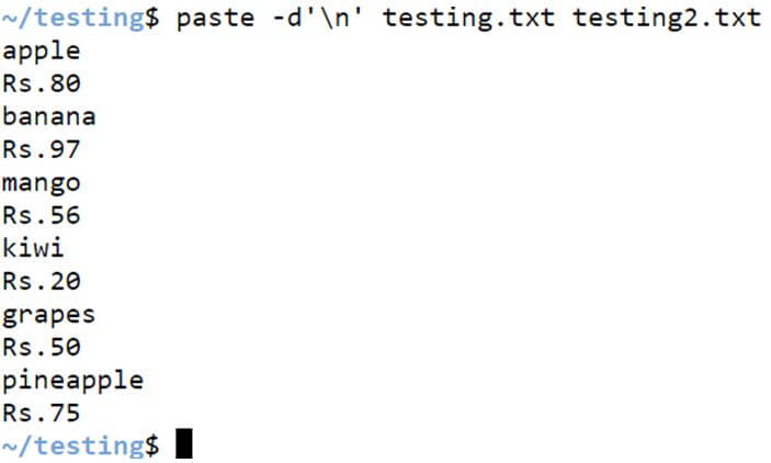 Paste Command in Unix 13
