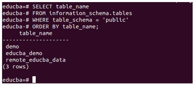 PostgreSQL Show Tables 8
