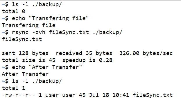 linux rsync output 1