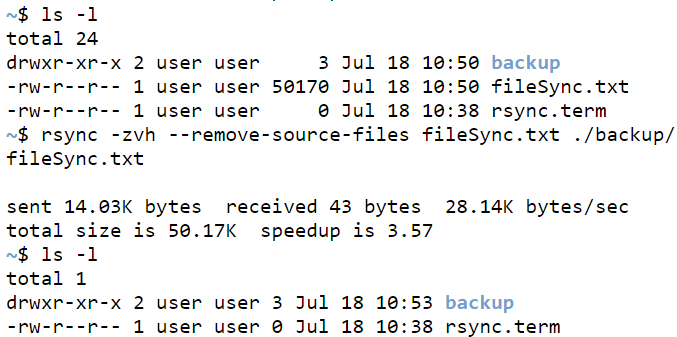 linux rsync output 2
