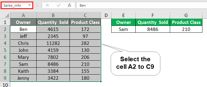 select cell
