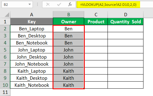 VLOOKUP with Different Sheets - Output 2