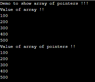 C++ array of pointers output