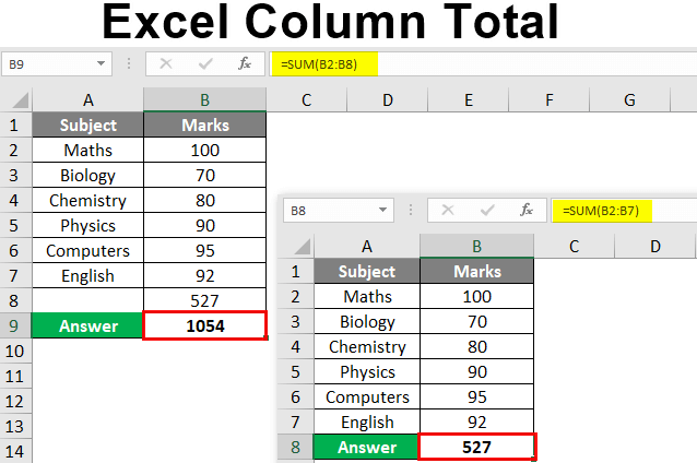 Excel Column Total