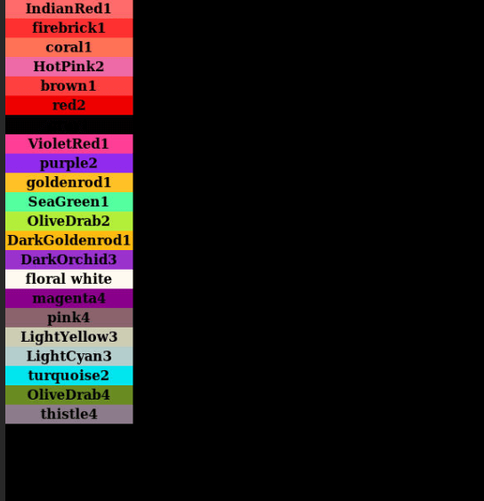 Tkinter Color Chart