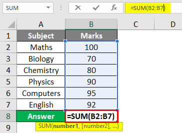 excel column total example 3-1
