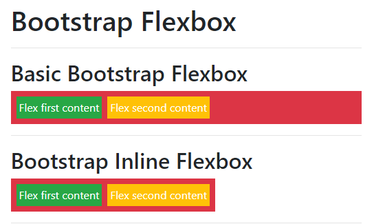 Bootstrap flexbox output 1