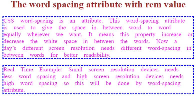 CSS word-spacing 2