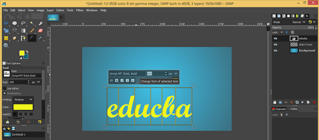 GIMP text shadow output 10