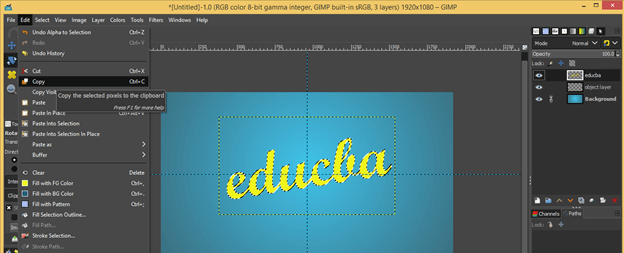 GIMP text shadow output 16