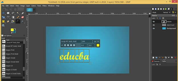 GIMP text shadow output 9