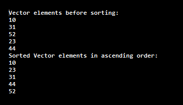 Java vector sort output 1