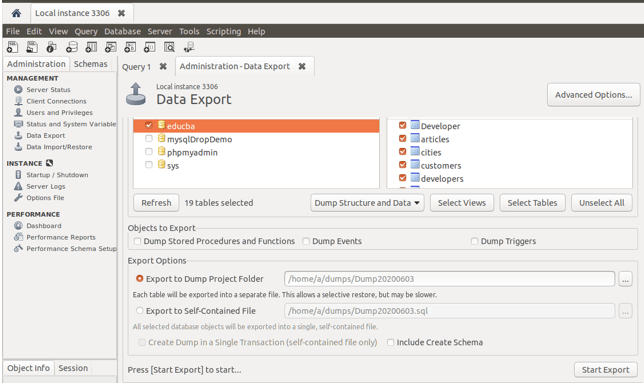 MySQL export database 1