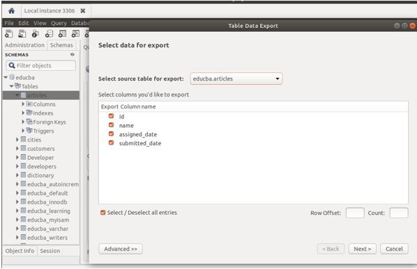 MySQL export database 2