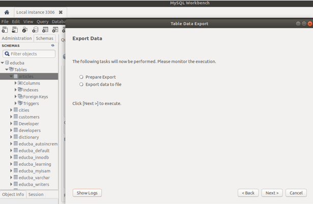 MySQL export database 4