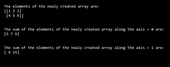 NumPy axis output 1