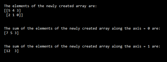 NumPy axis output 2