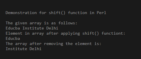 Perl shift output 1