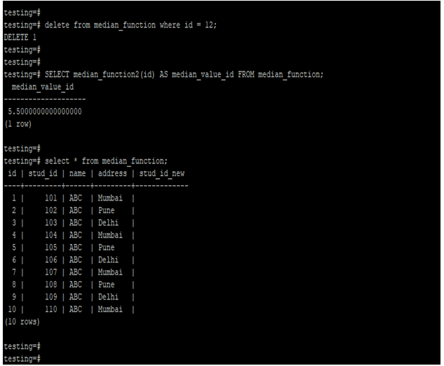 PostgreSQL Median-1.5