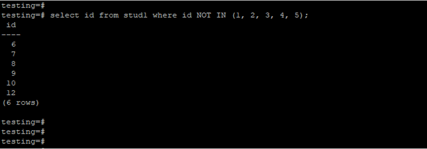 PostgreSQL NOT IN-1.3...
