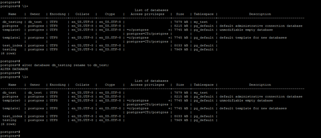 PostgreSQL Rename Database output 3