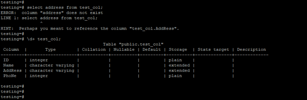 PostgreSQL column does not exist 2