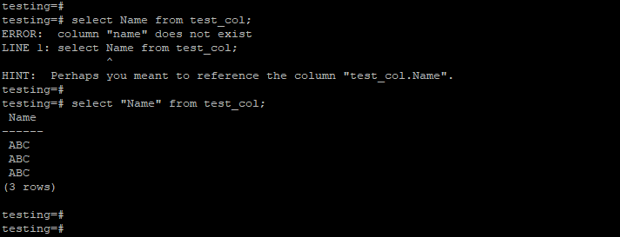 PostgreSQL column does not exist 5