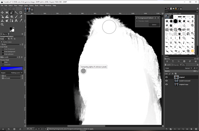 GIMP blur background output 17