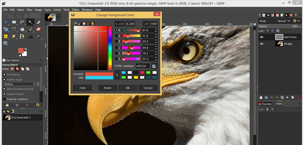 GIMP replace color output 10