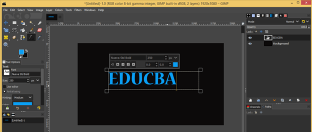 GIMP text outline output 5