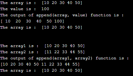NumPy append 1