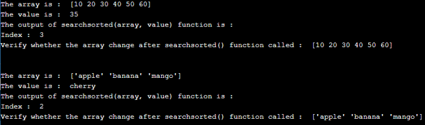 NumPy searchsorted 1