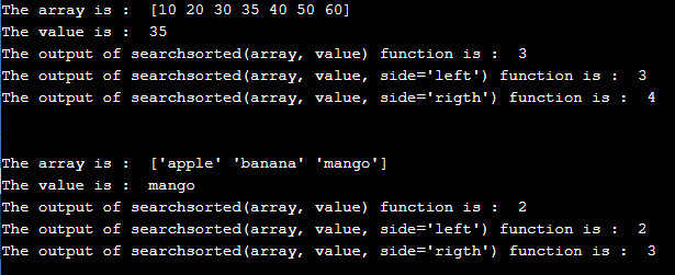 NumPy searchsorted 2