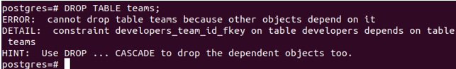 Postgres DROP Table 7