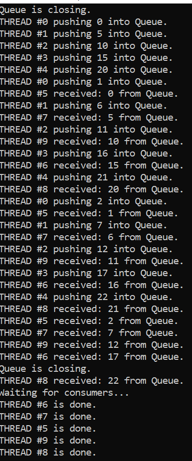 C++ thread safe queue output