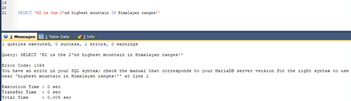 Escape Character SQL output 1