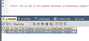 Escape Character SQL output 2