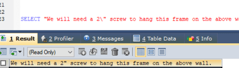 Escape Character SQL output 4