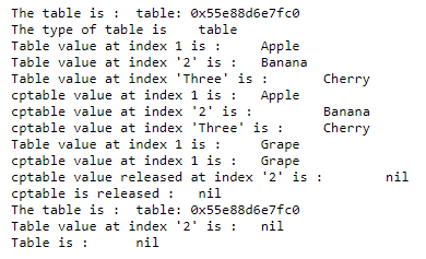 Lua Table 1