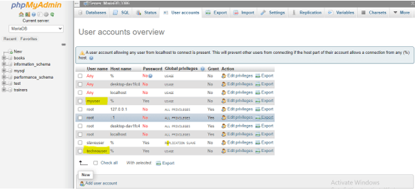 MariaDB Delete User 1