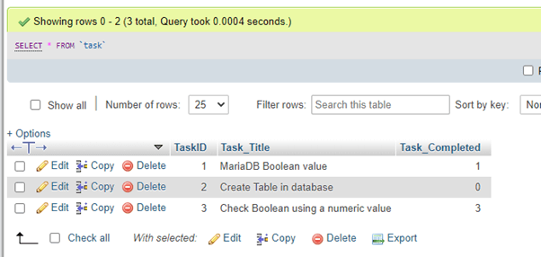 MariaDB boolean output 4