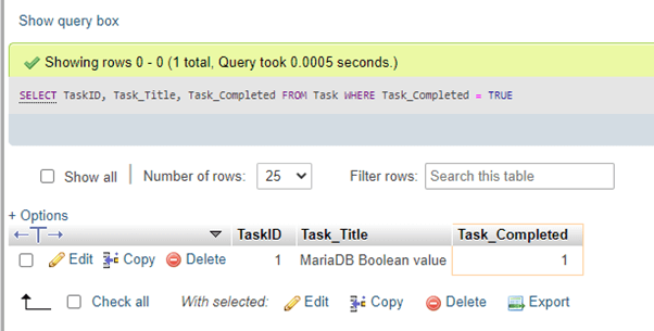 MariaDB boolean output 6