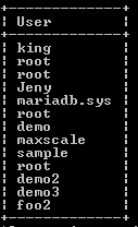 MariaDB list users output 2