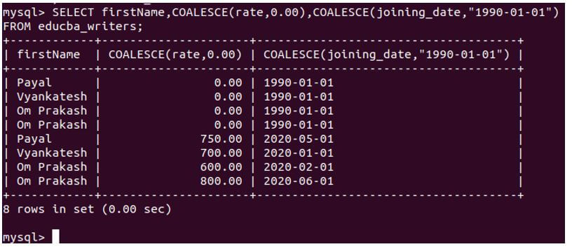 MySQL coalesce 5