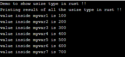 Rust usize output