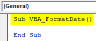 VBA Format Date Example 1-1