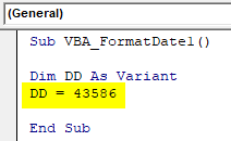 VBA Format Date Example 2-3
