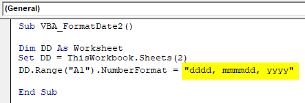 VBA Format Date Example 3-5