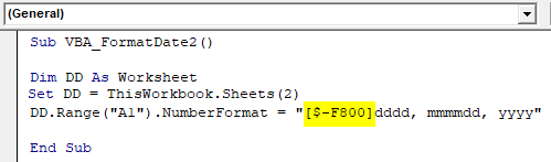 VBA Format Date Example 3-7